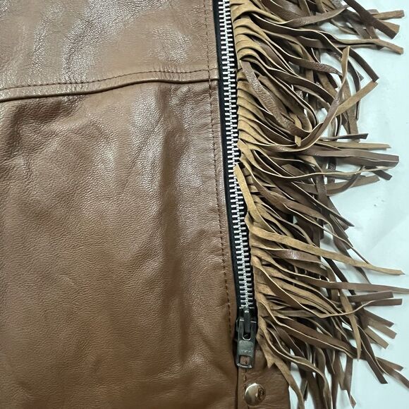 Vintage Sunrider Brown Fringe Beaded Chaps Size XXL Motorcycle Western Leather - Picture 7 of 14
